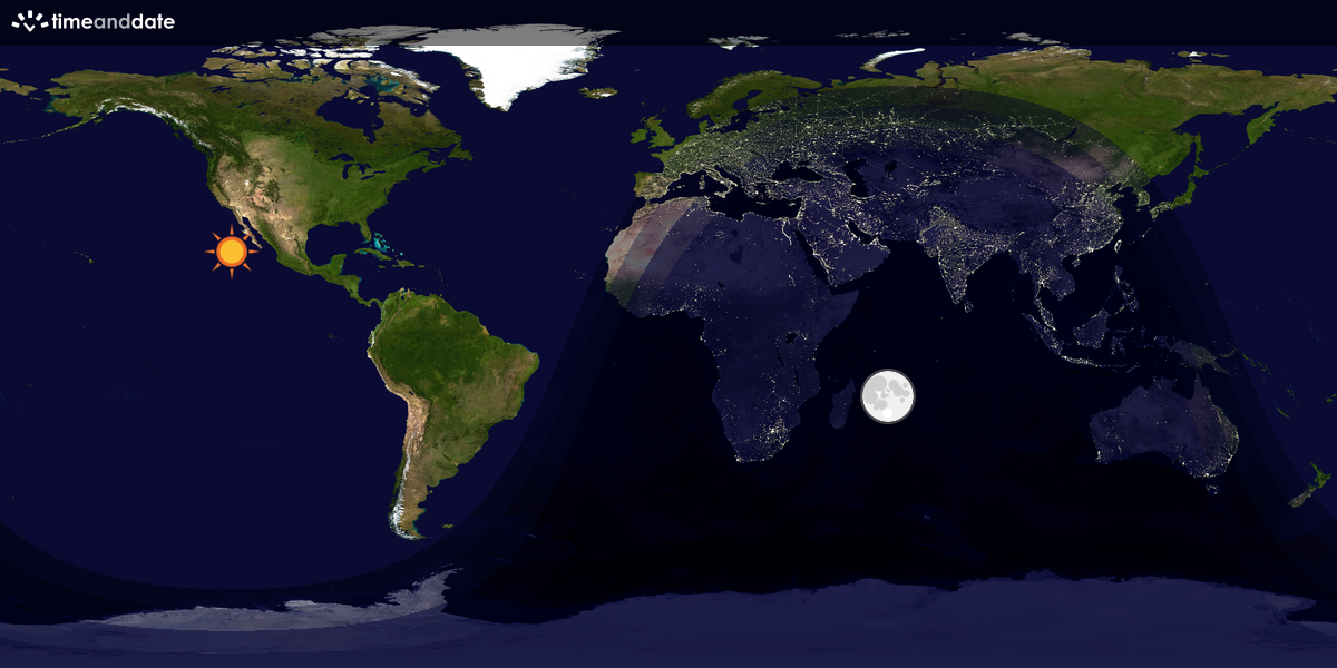 Verdenskart som viser dag og natt 