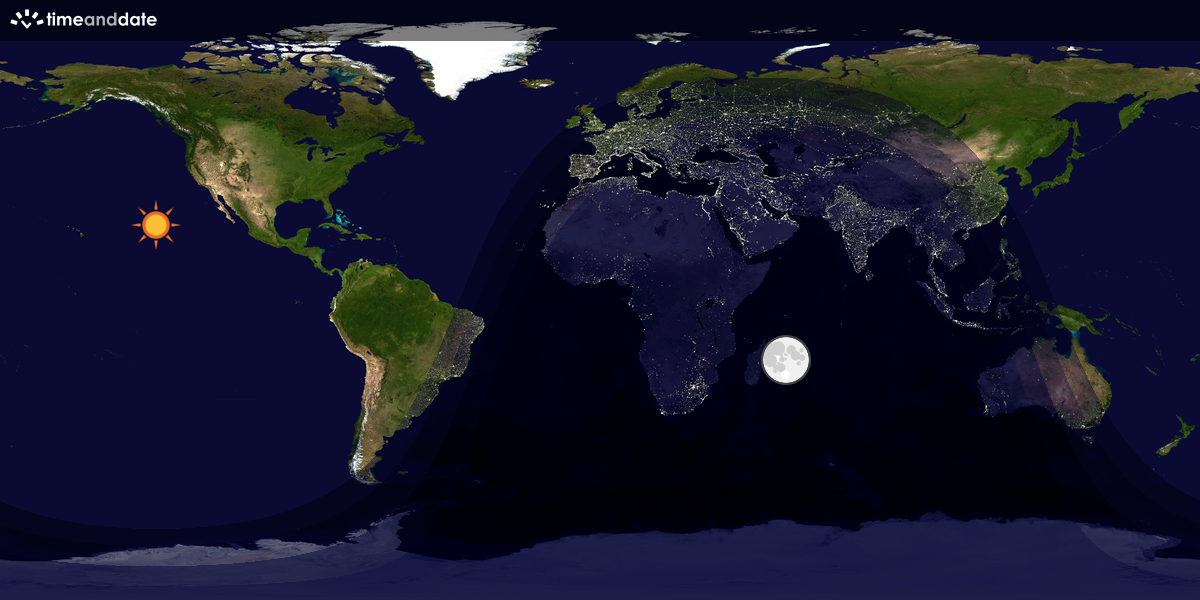 Verdenskart som viser dag og natt 