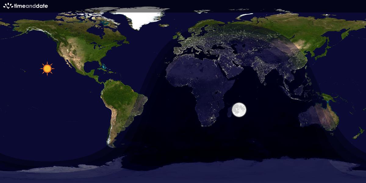 Verdenskart som viser dag og natt 