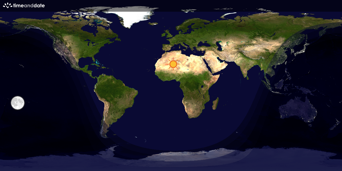 Verdenskart som viser dag og natt 
