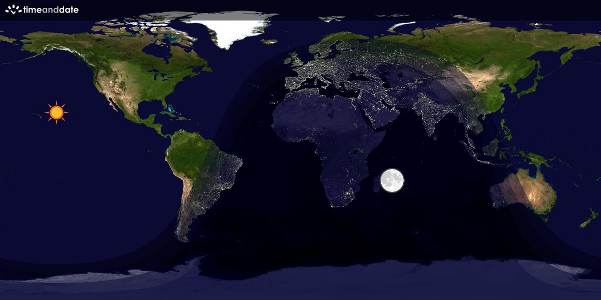 Verdenskart som viser dag og natt 