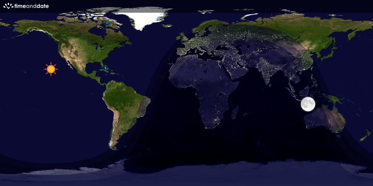 Verdenskart som viser dag og natt 