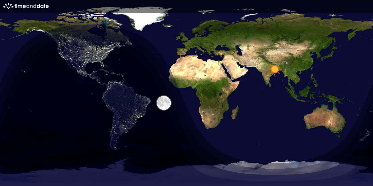 Verdenskart som viser dag og natt 