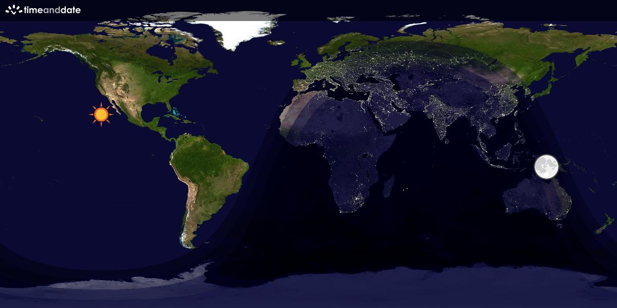 Verdenskart som viser dag og natt 