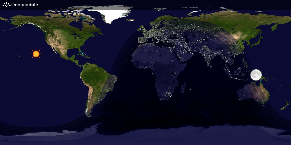 Verdenskart som viser dag og natt 