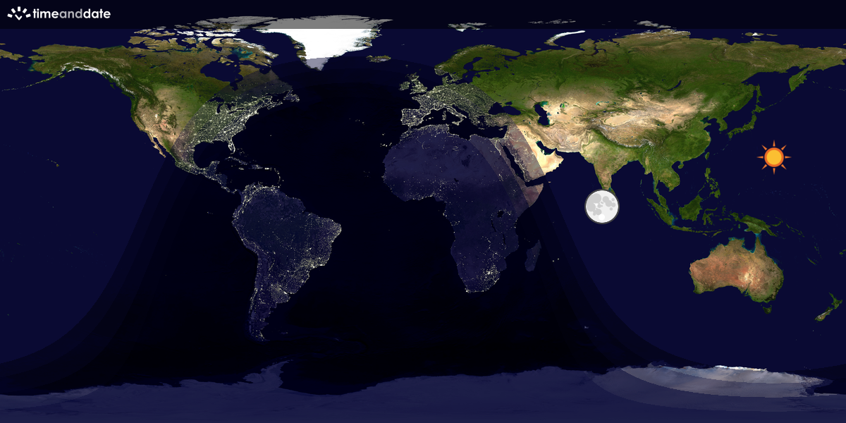 Verdenskart som viser dag og natt 