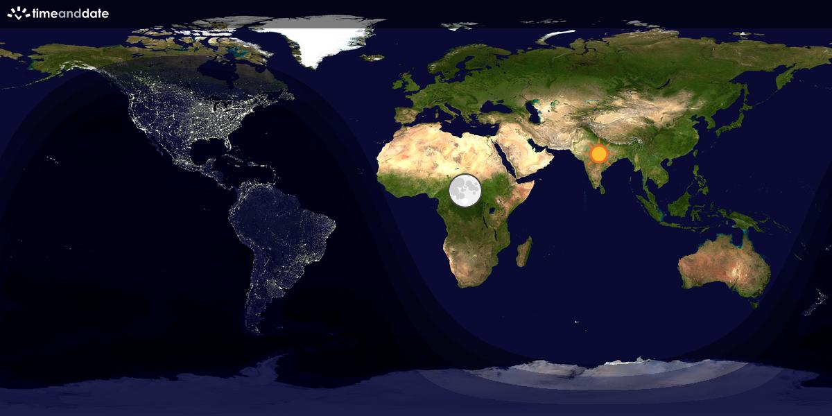 Verdenskart som viser dag og natt 