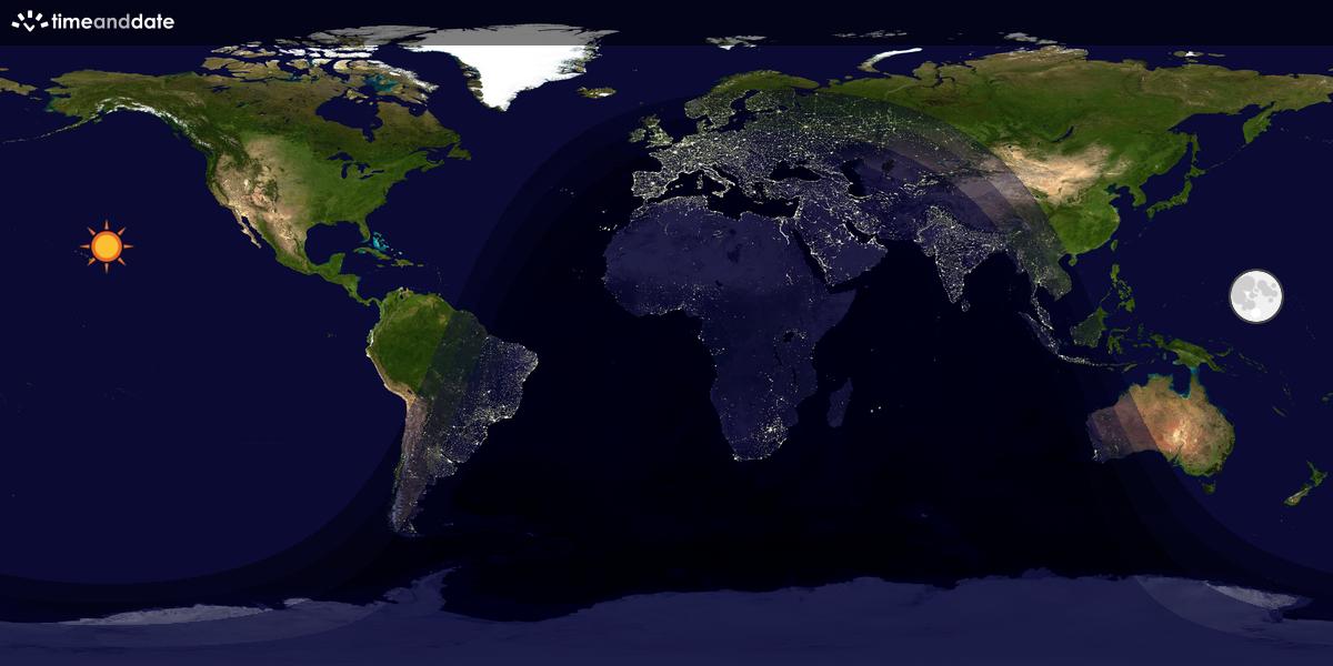 Verdenskart som viser dag og natt 