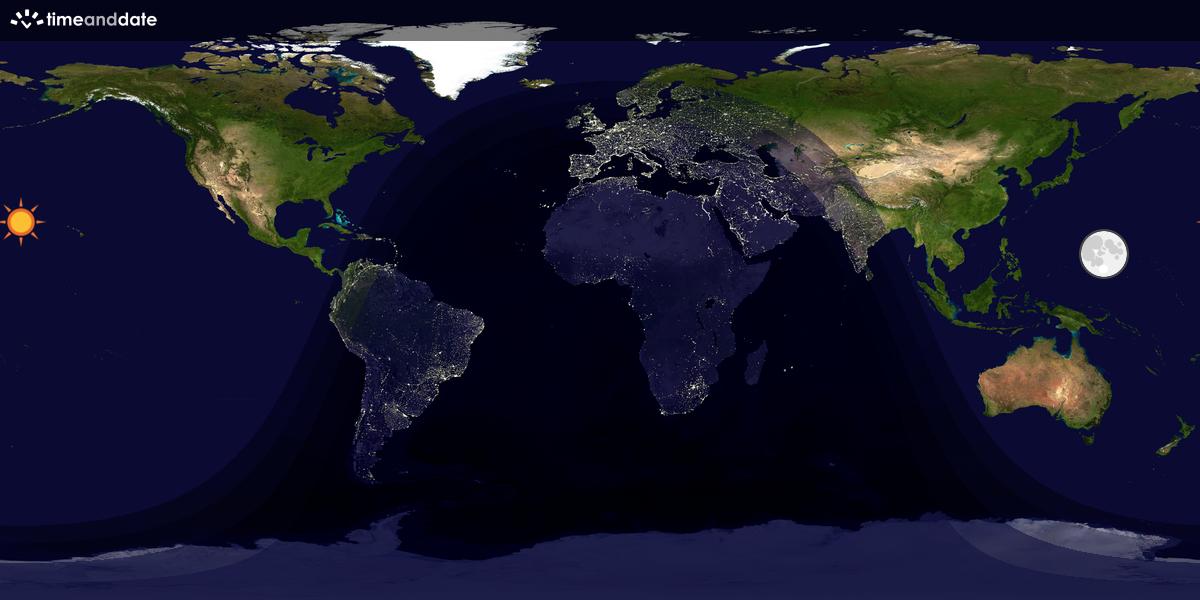 Verdenskart som viser dag og natt 