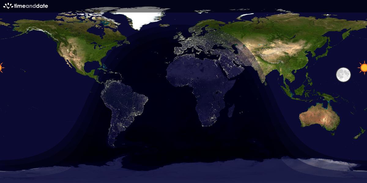 Verdenskart som viser dag og natt 