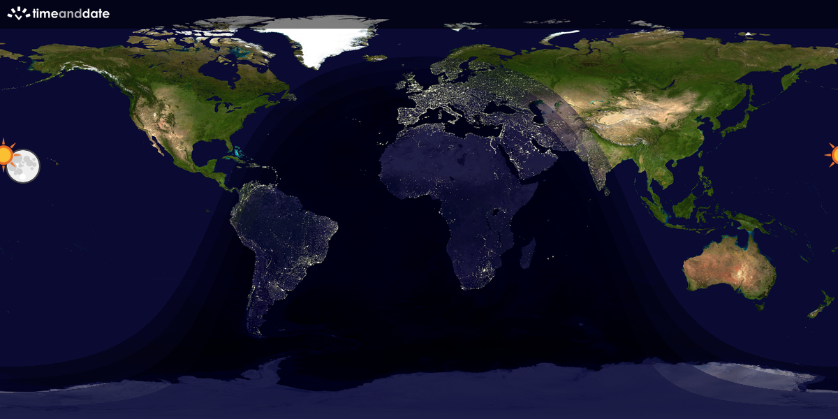 Verdenskart som viser dag og natt 