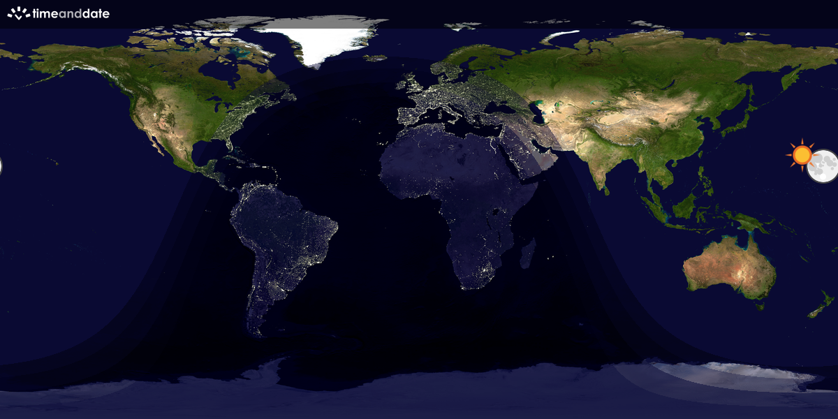 Verdenskart som viser dag og natt 