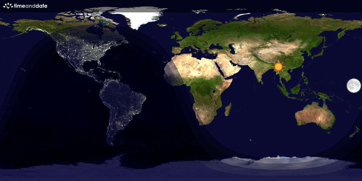 Verdenskart som viser dag og natt 