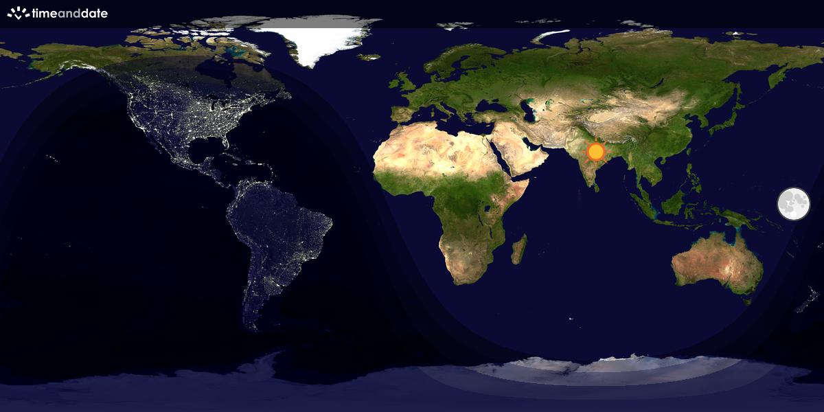 Verdenskart som viser dag og natt 