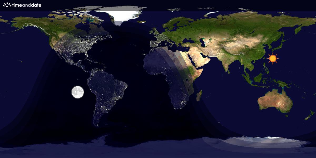 Verdenskart som viser dag og natt 