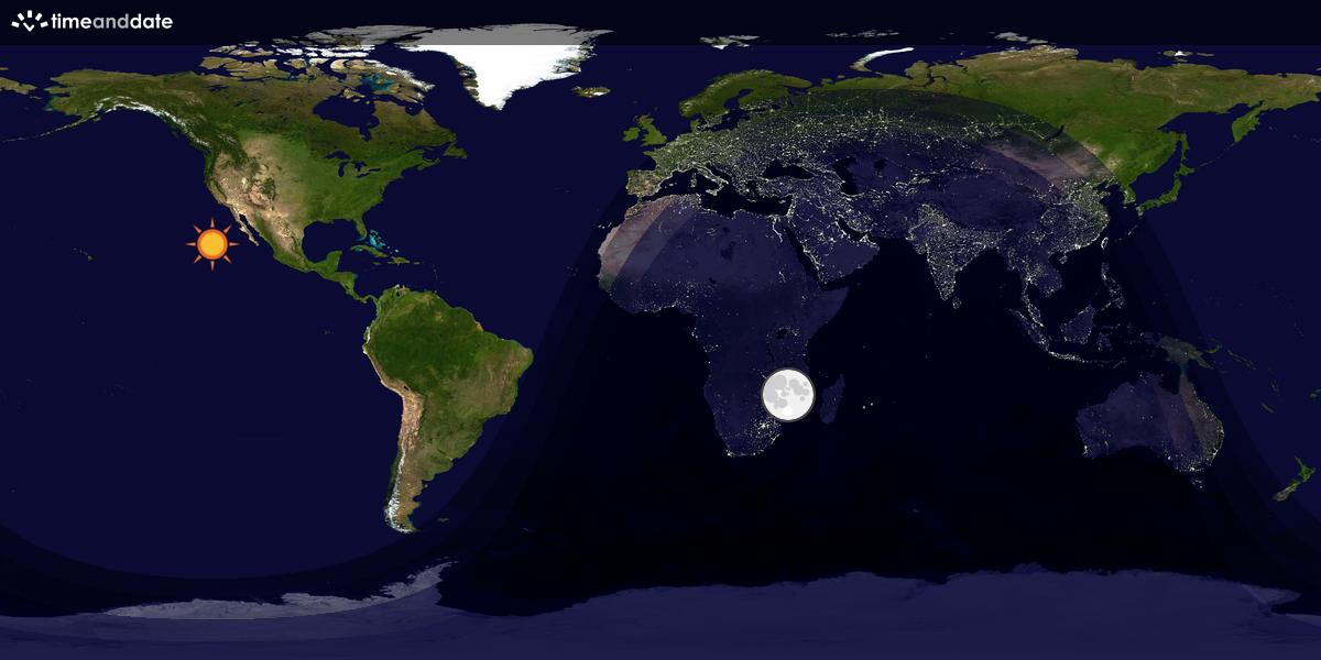 Verdenskart som viser dag og natt 