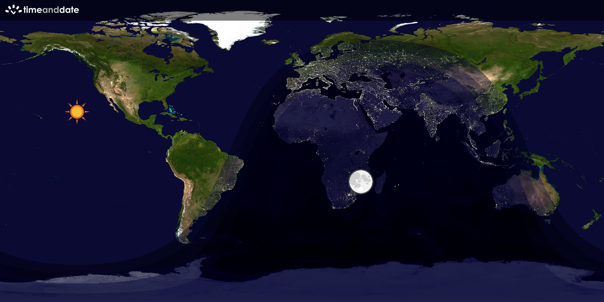 Verdenskart som viser dag og natt 