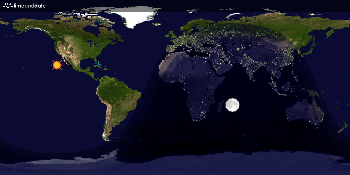 Verdenskart som viser dag og natt 