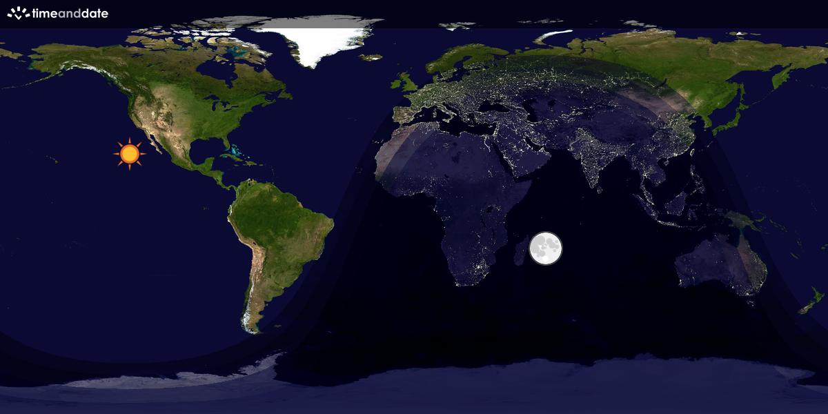 Verdenskart som viser dag og natt 