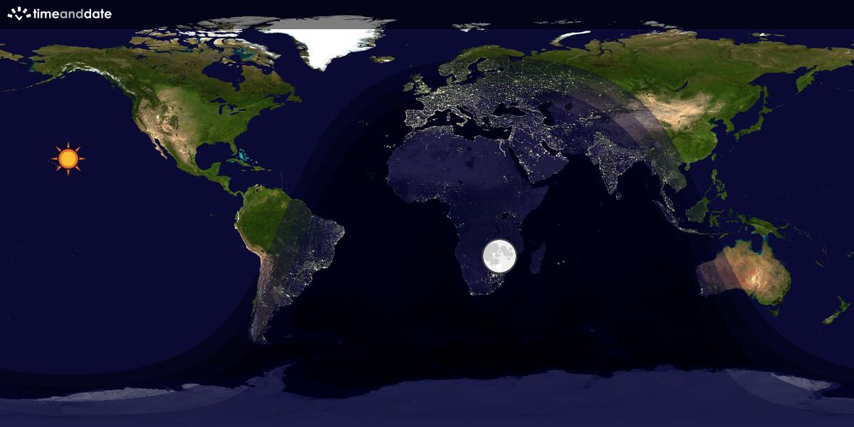 Verdenskart som viser dag og natt 
