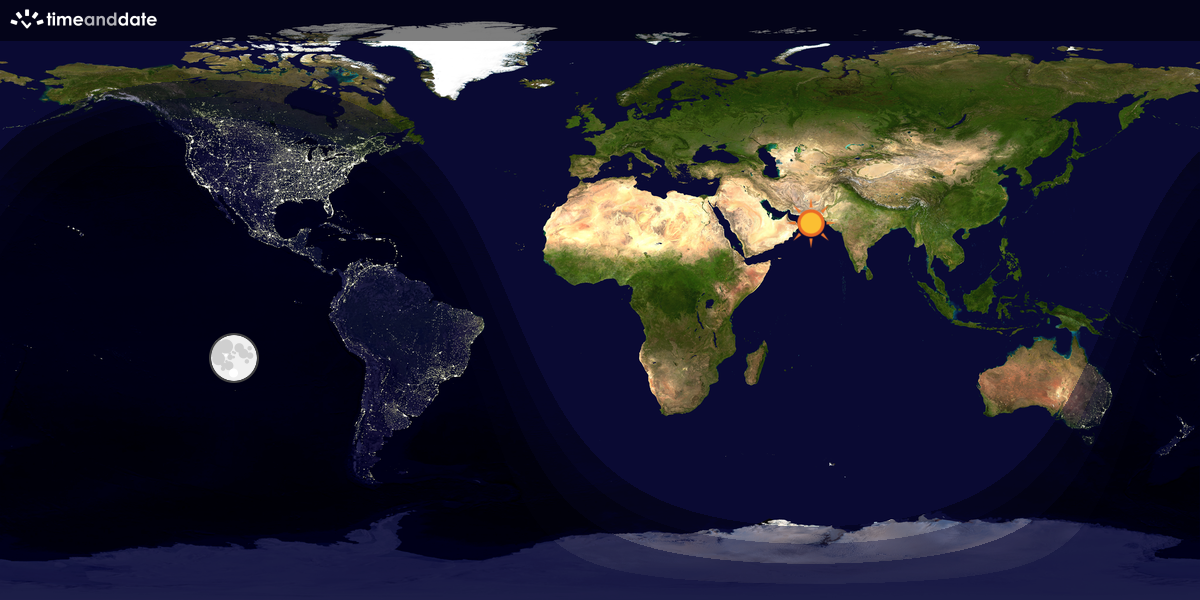 Verdenskart som viser dag og natt 