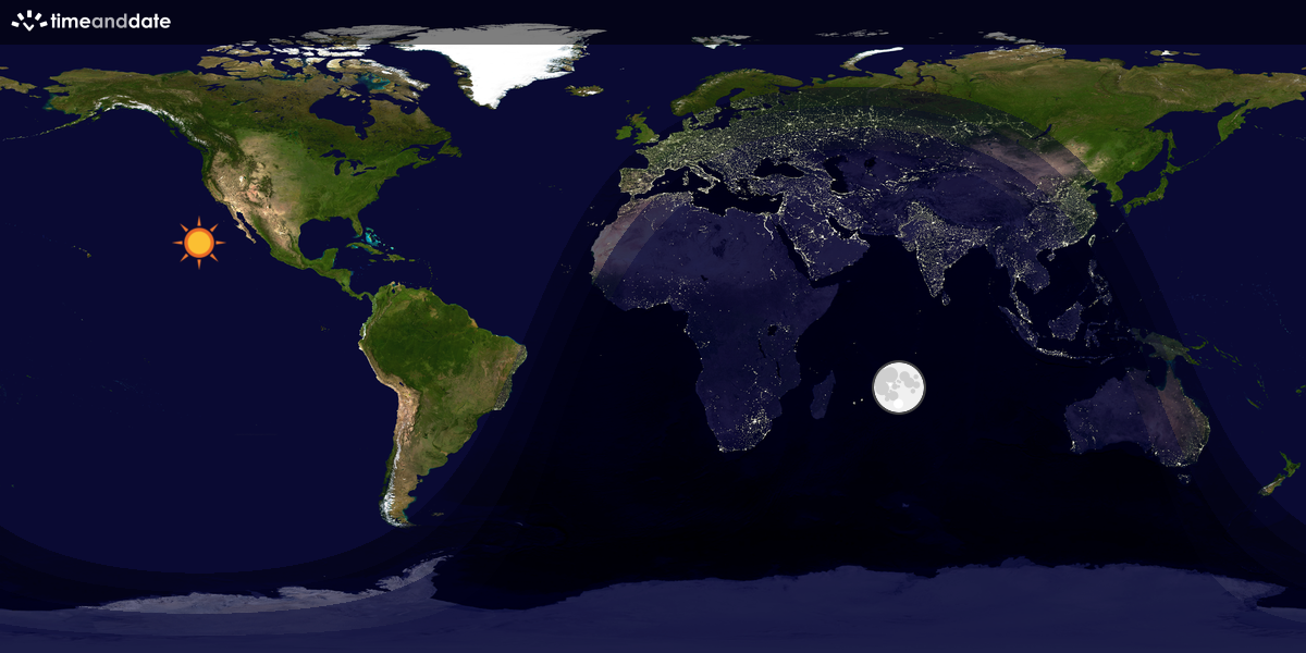 Verdenskart som viser dag og natt 