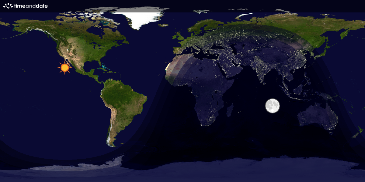 Verdenskart som viser dag og natt 