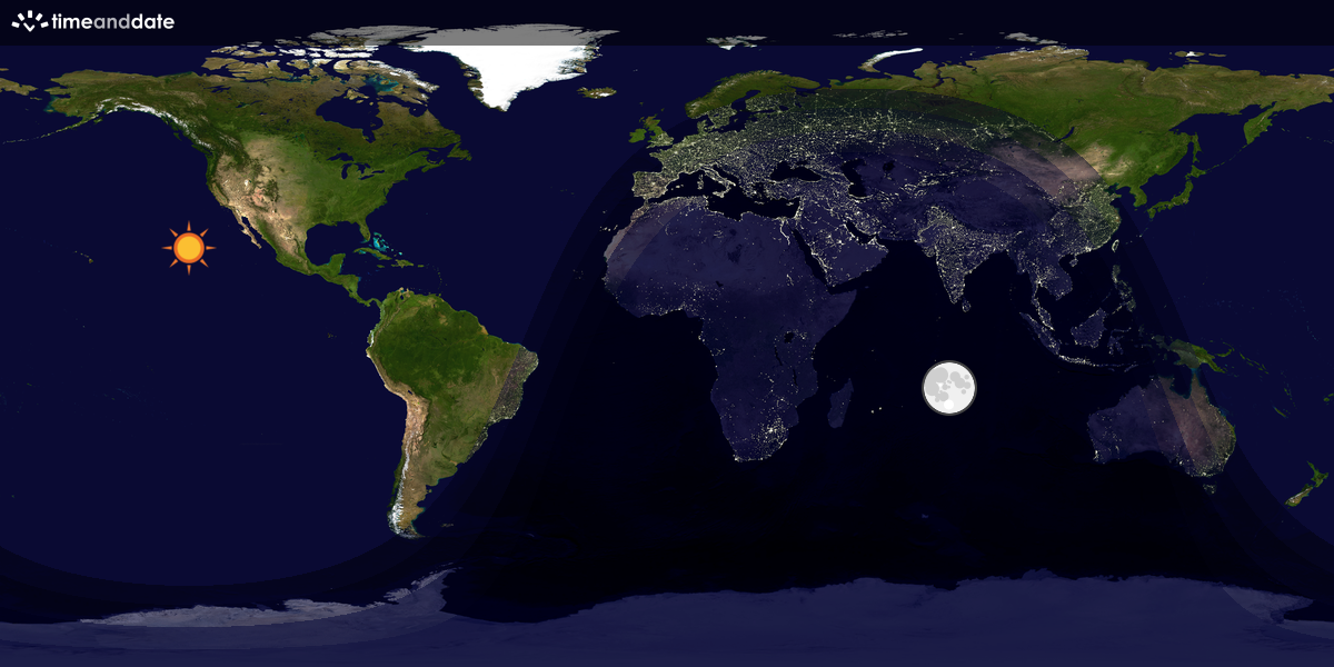 Verdenskart som viser dag og natt 