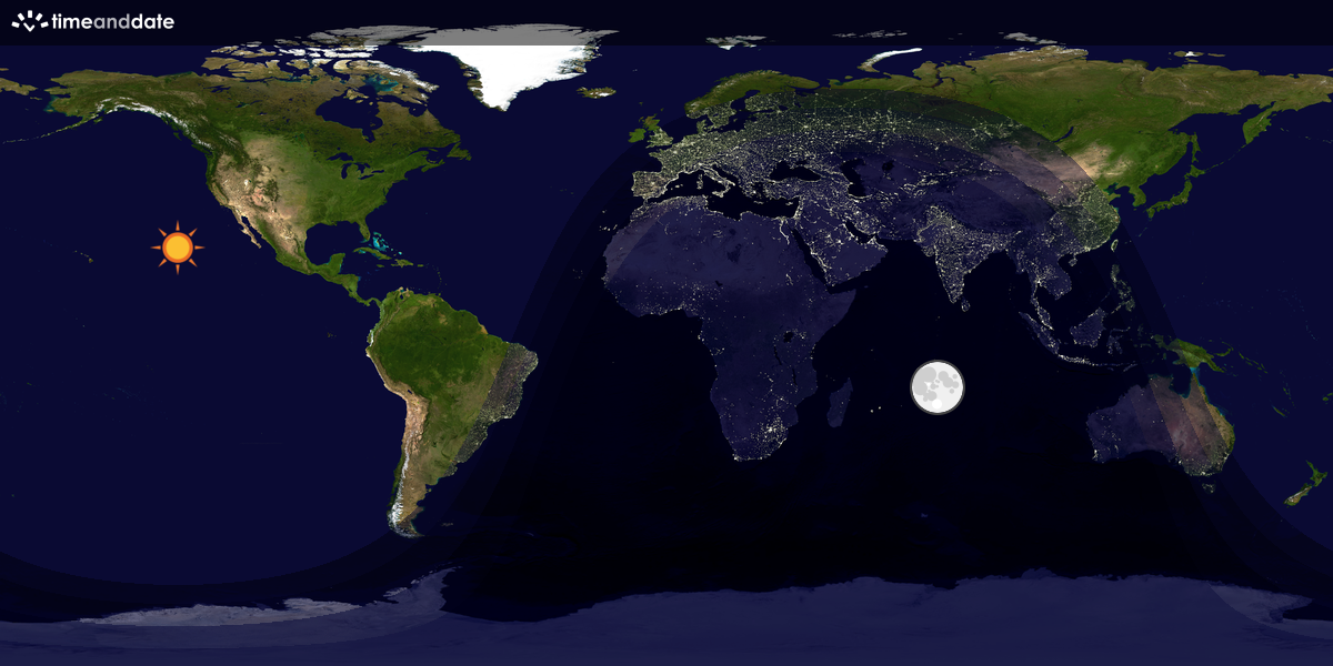 Verdenskart som viser dag og natt 