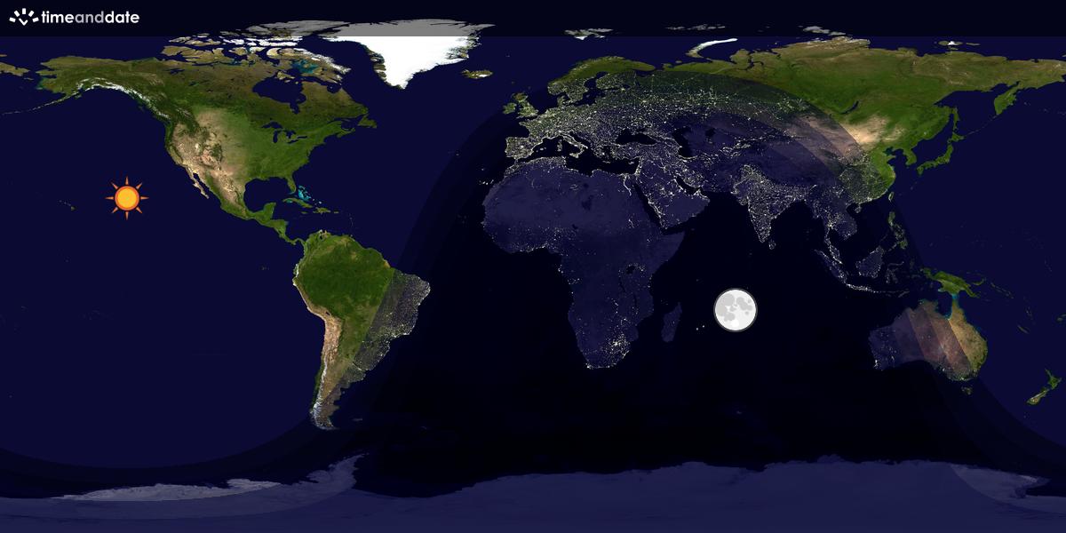 Verdenskart som viser dag og natt 