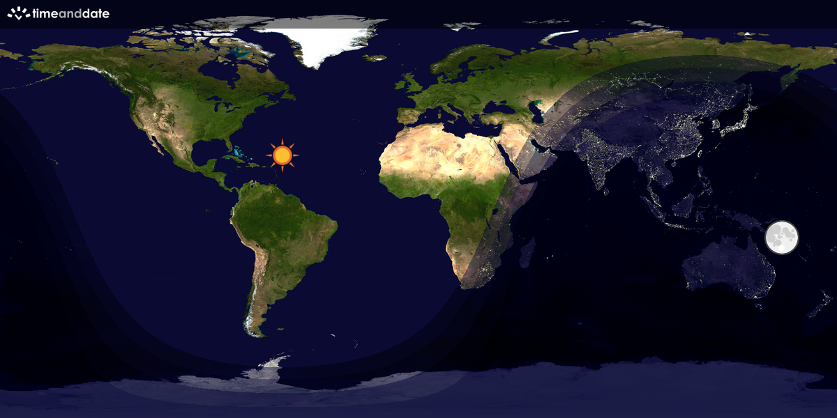 Verdenskart som viser dag og natt 