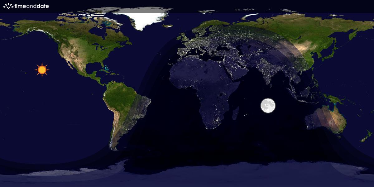 Verdenskart som viser dag og natt 