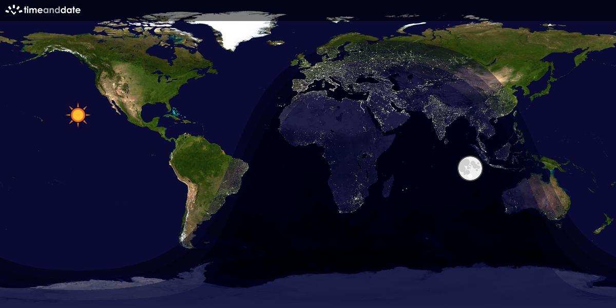 Verdenskart som viser dag og natt 