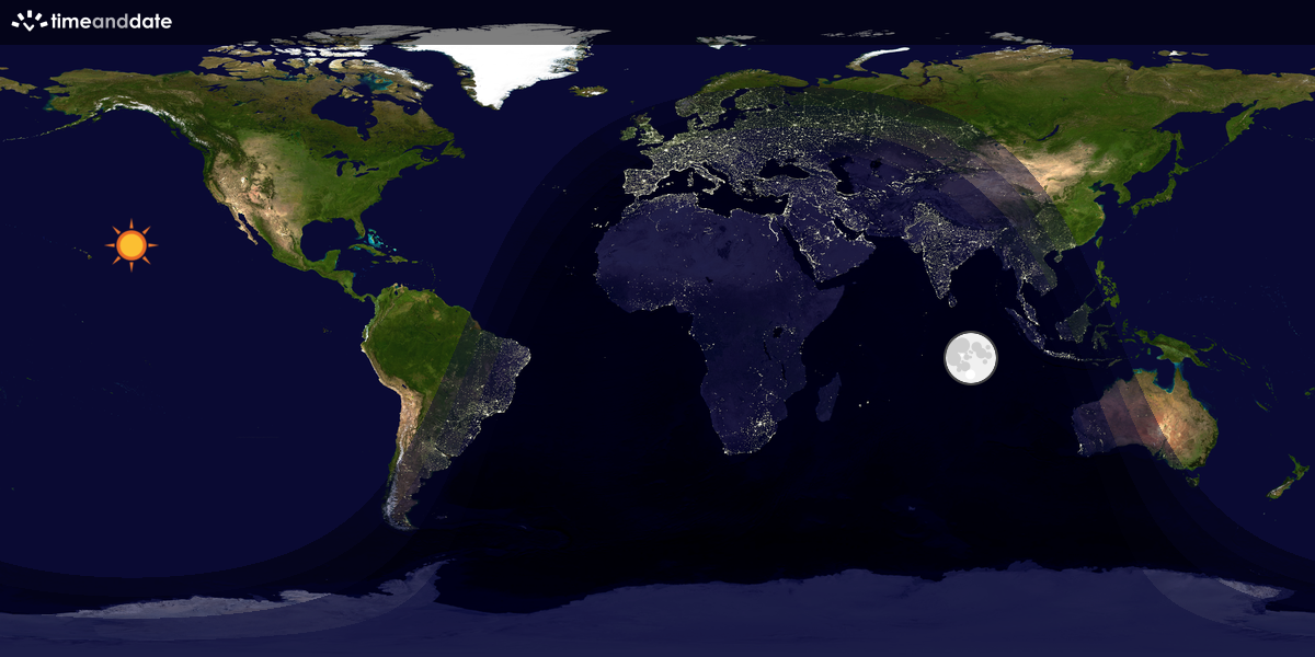 Verdenskart som viser dag og natt 