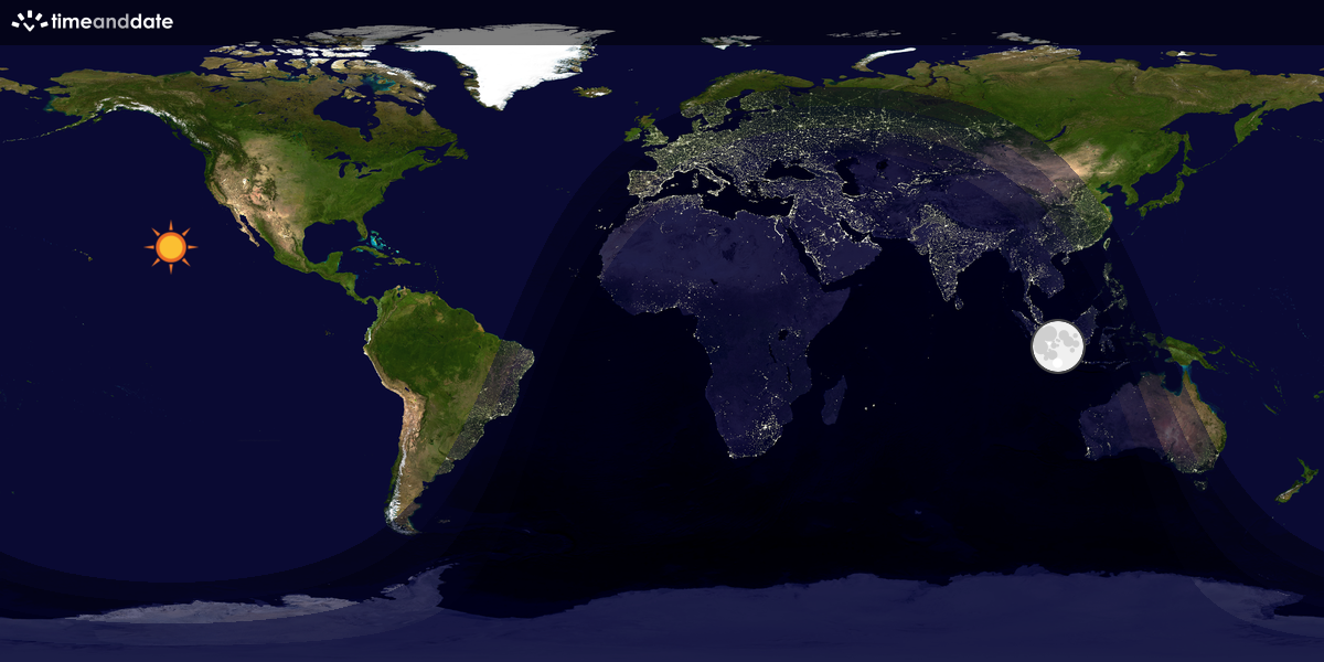 Verdenskart som viser dag og natt 