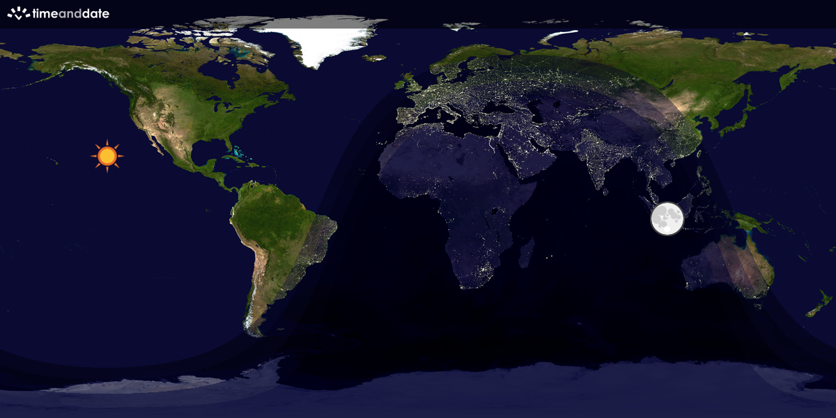 Verdenskart som viser dag og natt 