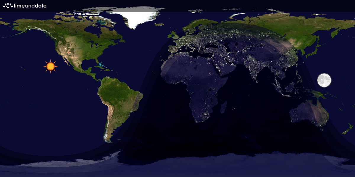 Verdenskart som viser dag og natt 