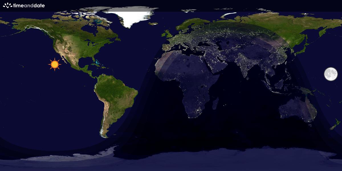 Verdenskart som viser dag og natt 