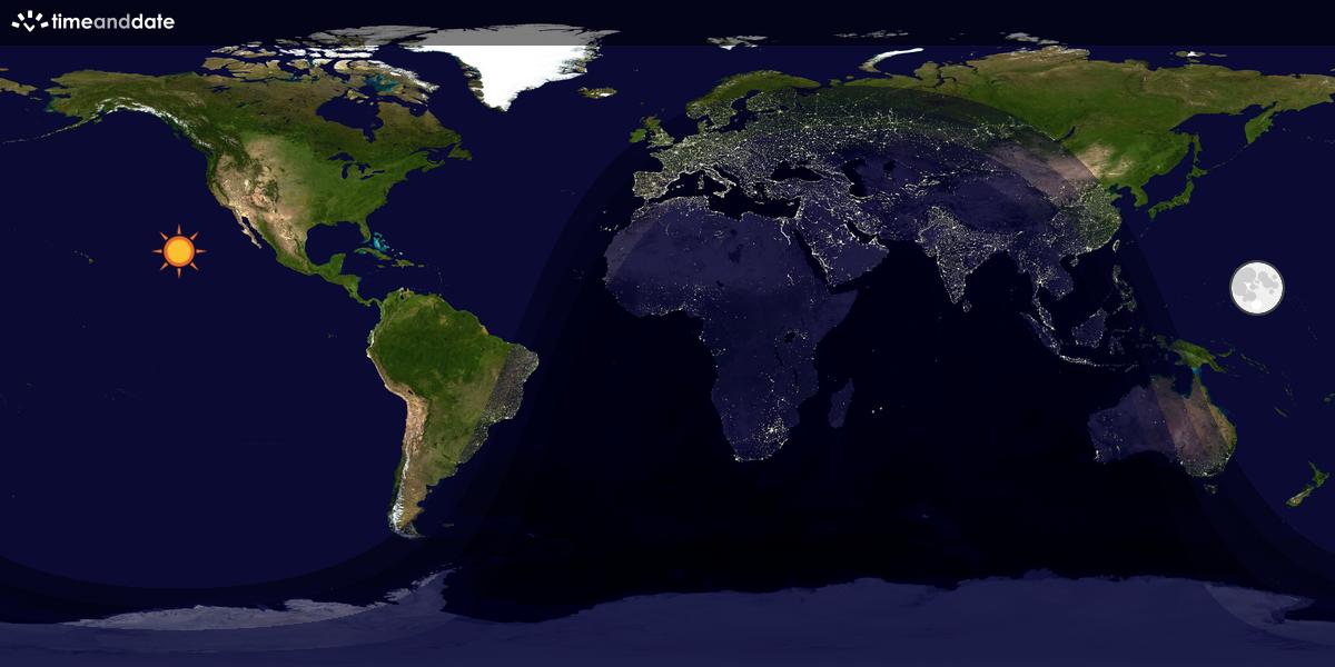 Verdenskart som viser dag og natt 