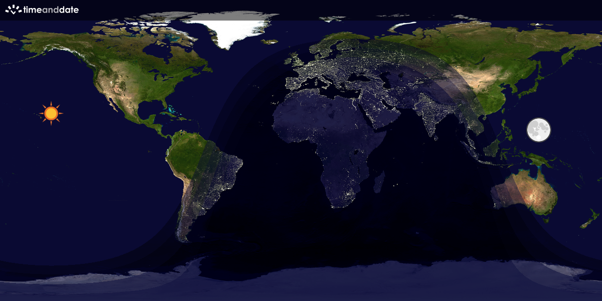 Verdenskart som viser dag og natt 