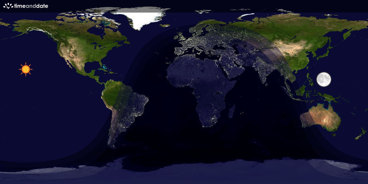 Verdenskart som viser dag og natt 