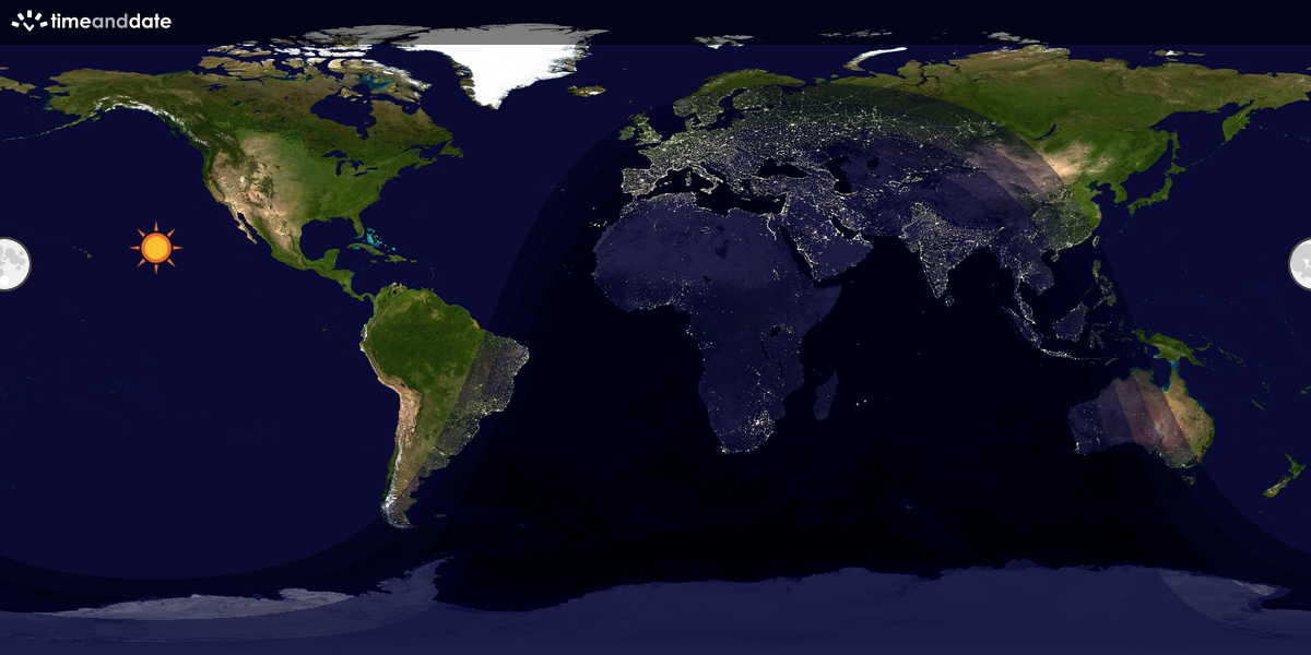 Verdenskart som viser dag og natt 