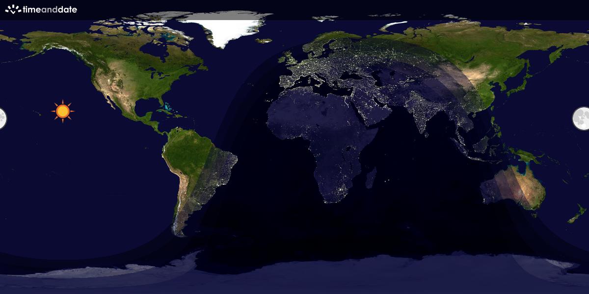 Verdenskart som viser dag og natt 