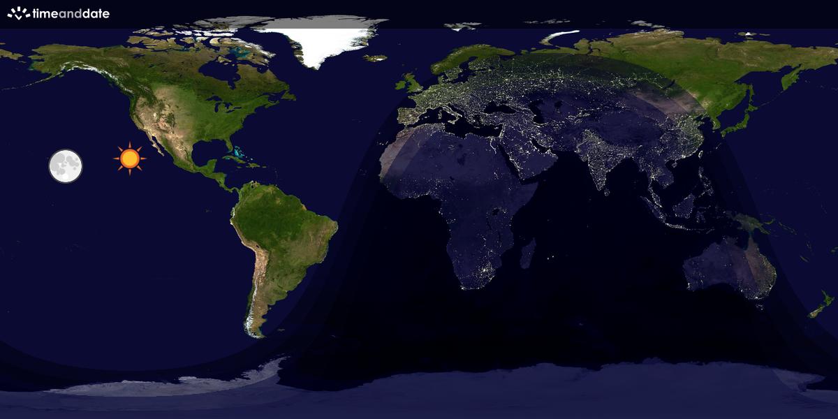 Verdenskart som viser dag og natt 