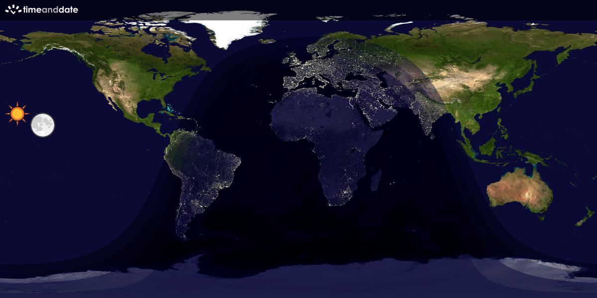 Verdenskart som viser dag og natt 