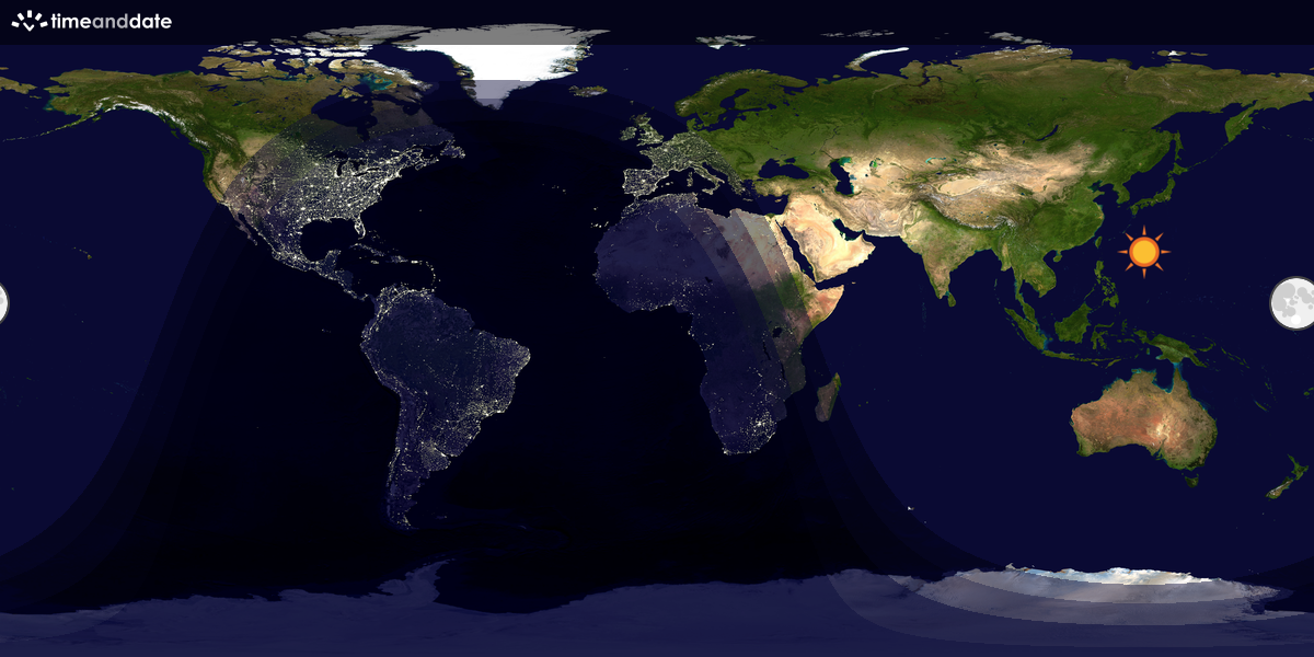 Verdenskart som viser dag og natt 