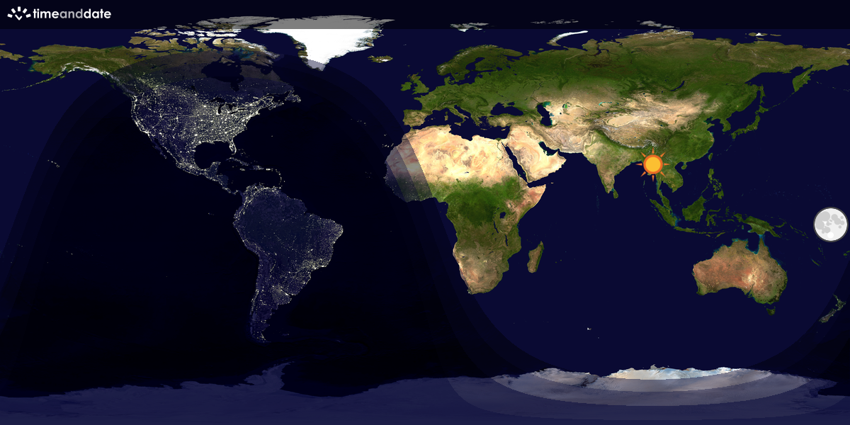 Verdenskart som viser dag og natt 