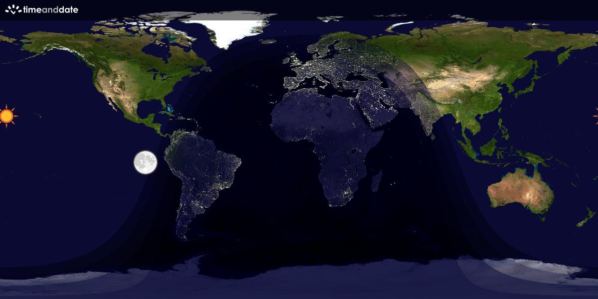 Verdenskart som viser dag og natt 