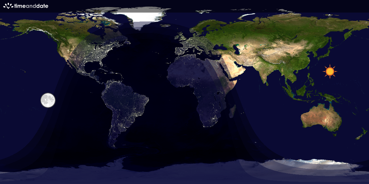 Verdenskart som viser dag og natt 