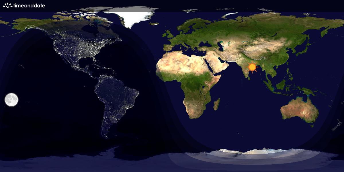 Verdenskart som viser dag og natt 